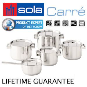 iBood - Sola Carré Vijfdelige Pannenset met Levenslange Garantie iBood - Sola Carré Vijfdelige Pannenset met Levenslange Garantie