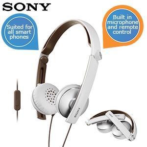 iBood - Sony Headphones met microfoon en afstandsbediening (wit) - geschikt voor alle smartphones!