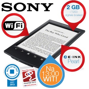 iBood - Sony PRS-T2 E-reader met Wi-Fi en een superieur aanraakscherm dat de indruk wekt van papier iBood - Sony PRS-T2 E-reader met Wi-Fi en een superieur aanraakscherm dat de indruk wekt van papier