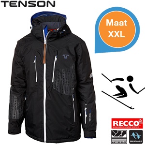 iBood - Tenson Ski-jas BLIZZ Black met een hoge mate van waterdichtheid en maximale ventilatie – Maat XXL