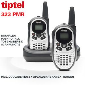 iBood - Tiptel 323 PMR portofoonset - Communiceren tot 3km afstand iBood - Tiptel 323 PMR portofoonset - Communiceren tot 3km afstand