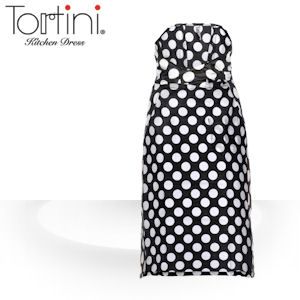 iBood - Tortini Puntini Bianchi iconische kitchendress, zwart met witte polkadots iBood - Tortini Puntini Bianchi iconische kitchendress, zwart met witte polkadots