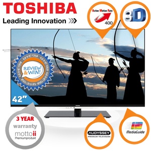 iBood - Toshiba 42 inch FULL HD, 400 HZ AMR, 3D SmartTV met 4 3D brillen iBood - Toshiba 42 inch FULL HD, 400 HZ AMR, 3D SmartTV met 4 3D brillen