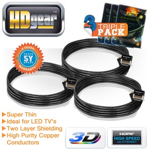 iBood - Triplepack HDGear ultra dunne HDMI 1.4 kabels van 2m met 10,2 Gbit/s datarate en 5 jaar garantie iBood - Triplepack HDGear ultra dunne HDMI 1.4 kabels van 2m met 10,2 Gbit/s datarate en 5 jaar garantie
