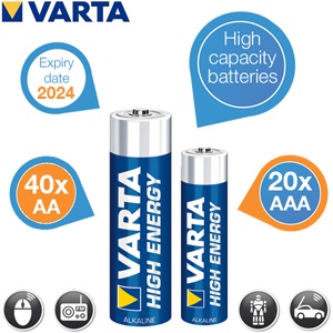 iBood - Varta High Energy Alkaline batterijen - 40x AA-batterijen en 20x AAA-batterijen