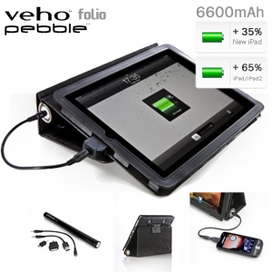 iBood - Veho Pebble Folio iPad PU-lederen hoes met 6600mAh Lithium-Ion accu iBood - Veho Pebble Folio iPad PU-lederen hoes met 6600mAh Lithium-Ion accu