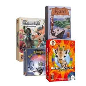 iBood - Vierdelig spellenpakket met Fjord, Naar Het Middelpunt Der Aarde, Gladiator en Dierenmanieren! iBood - Vierdelig spellenpakket met Fjord, Naar Het Middelpunt Der Aarde, Gladiator en Dierenmanieren!