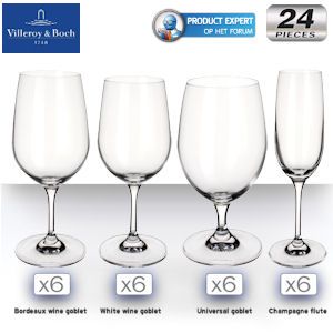 iBood - Villeroy & Boch 24 delige set kristalglazen; rode wijnglazen, witte wijnglazen, waterglazen en champagneglazen iBood - Villeroy & Boch 24 delige set kristalglazen; rode wijnglazen, witte wijnglazen, waterglazen en champagneglazen
