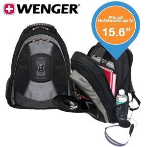 iBood - Wenger Teton laptop backpack in zwart/grijs iBood - Wenger Teton laptop backpack in zwart/grijs