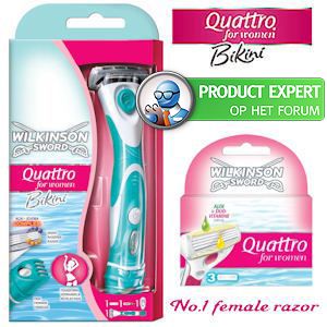 iBood - Wilkinson Sword Quattro for Women Bikini met 10 Mesjes en Trimmer iBood - Wilkinson Sword Quattro for Women Bikini met 10 Mesjes en Trimmer