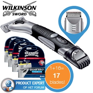 iBood - Wilkinson Sword Quattro Titanium Precision 3-in-1 scheerapparaat met 17 mesjes iBood - Wilkinson Sword Quattro Titanium Precision 3-in-1 scheerapparaat met 17 mesjes