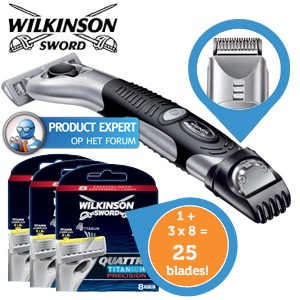 iBood - Wilkinson Sword Quattro Titanium Precision 3-in-1 scheerapparaat met 25 mesjes