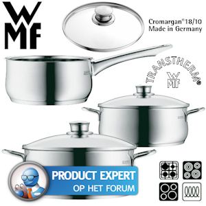 iBood - WMF Diadem Plus Pannen set van 3 pannen van Cromargan® met TransTherm®-bodem iBood - WMF Diadem Plus Pannen set van 3 pannen van Cromargan® met TransTherm®-bodem