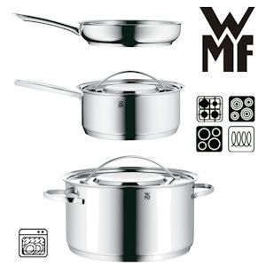 iBood - WMF Gala Plus 3-delige Pannenset van roestvrij edelstaal iBood - WMF Gala Plus 3-delige Pannenset van roestvrij edelstaal