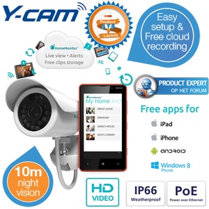 iBood - Y-cam HomeMonitor HD Pro – Outdoor WiFi Security Camera met gratis Cloud Recording
