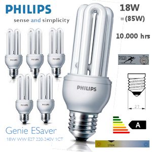 iBood - Zes Philips Genie Esaver spaarlampen van 18W en energielabel A iBood - Zes Philips Genie Esaver spaarlampen van 18W en energielabel A
