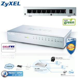 iBood - Zyxel Gigabit Ethernet Switch 8 poorts, Metal Housing en Energy Saving via Cable Length Detection iBood - Zyxel Gigabit Ethernet Switch 8 poorts, Metal Housing en Energy Saving via Cable Length Detection
