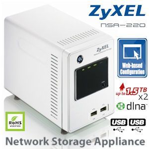 iBood - ZyXEL Multimedia Network Attached Storage NSA-220 met DLNA certificatie iBood - ZyXEL Multimedia Network Attached Storage NSA-220 met DLNA certificatie