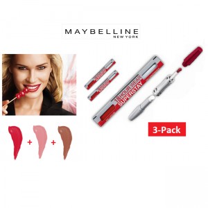 iChica - 3-Pack Maybelline SuperStay 18hr lipgloss/lipbalsem combinatie met drie verschillende kleuren voor de perfecte match!