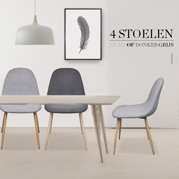 iChica - 4 Eetkamerstoelen Met IJzeren Poten