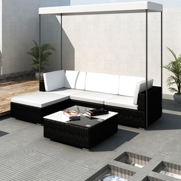iChica - Amalfi Wicker Loungeset Met Dak iChica - Amalfi Wicker Loungeset Met Dak