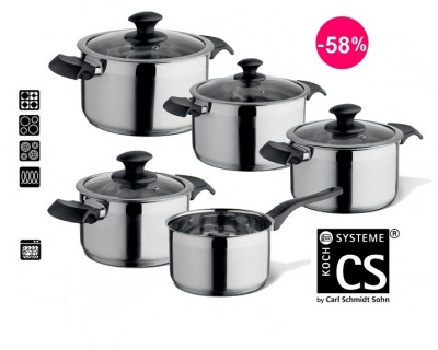 iChica - Complete CS Solingen Curve Black 9-Delige Pannenset iChica - Complete CS Solingen Curve Black 9-Delige Pannenset