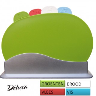 iChica - Deluxa 4-Delige Snijplankenset In Houder iChica - Deluxa 4-Delige Snijplankenset In Houder