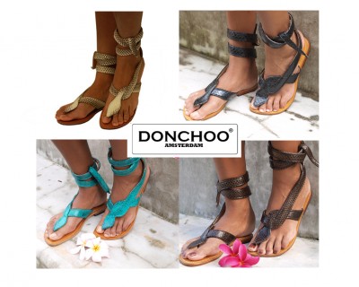 iChica - Een juweeltje voor je voeten: Donchoo Wikkelslippers In Bruin, Witbruin, Zwart of Turquoise!