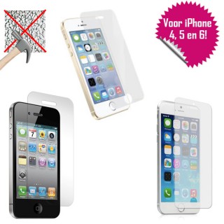 iChica - Extreem Sterke Screenprotector Voor iPhone 4/4S, 5/5S/5C en 6 iChica - Extreem Sterke Screenprotector Voor iPhone 4/4S, 5/5S/5C en 6