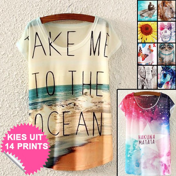 iChica - Festival T-shirts Met Print iChica - Festival T-shirts Met Print