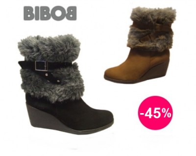 iChica - Geheel gevoerde leren enkellaarzen met bontkraag van Bibob iChica - Geheel gevoerde leren enkellaarzen met bontkraag van Bibob