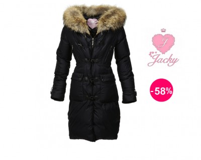 iChica - Getailleerde lange bontjas van Jacky Luxury - 58% korting