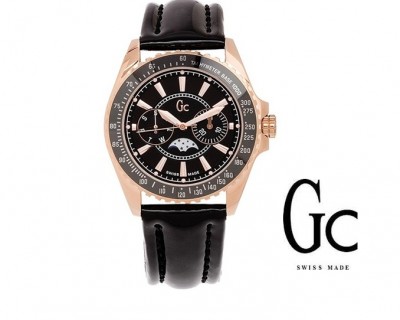 iChica - Guess Collection I41006M2: exclusief horloge met rosegouden roestvrijstalen horlogekast met zwarte bezel en tachymeter iChica - Guess Collection I41006M2: exclusief horloge met rosegouden roestvrijstalen horlogekast met zwarte bezel en tachymeter