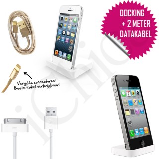 iChica - iPhone 4(s) of 5(s) Docking Station en Datakabel