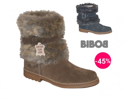 iChica - Leren Bibob enkellaars met stoere bontkraag in verschillende kleuren iChica - Leren Bibob enkellaars met stoere bontkraag in verschillende kleuren