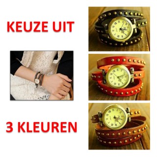 iChica - Leren wikkelhorloge