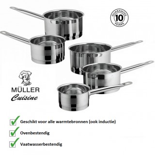 iChica - Müller Cuisine 5-delige Steelpannenset iChica - Müller Cuisine 5-delige Steelpannenset
