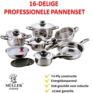 iChica - Müller Cuisine Fischner 16-Delige Pannenset iChica - Müller Cuisine Fischner 16-Delige Pannenset