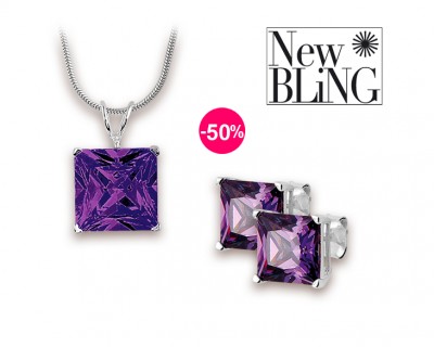 iChica - New Bling Collier en Bijpassende Oorstekers met Paarse Zirkonia's iChica - New Bling Collier en Bijpassende Oorstekers met Paarse Zirkonia's