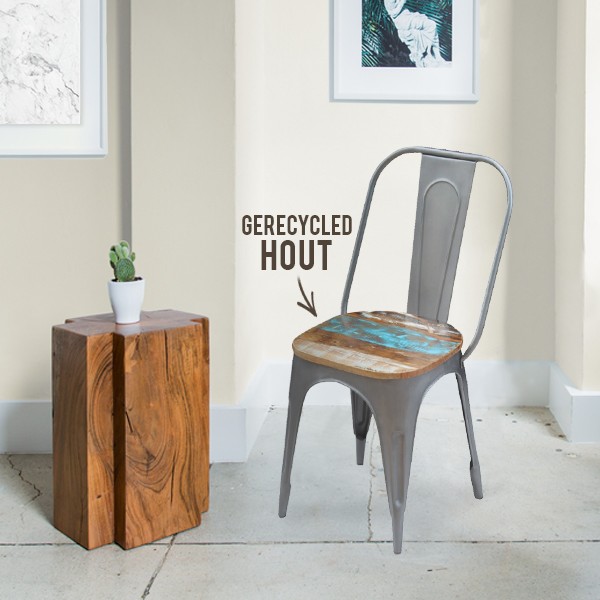 iChica - Set Eettafelstoelen Gerecycled Hout