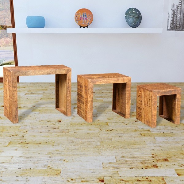 iChica - Set Massief Houten Tafeltjes (drie stuks) iChica - Set Massief Houten Tafeltjes (drie stuks)