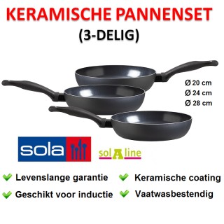 iChica - Sola 3-delige Keramische Koekenpannenset iChica - Sola 3-delige Keramische Koekenpannenset