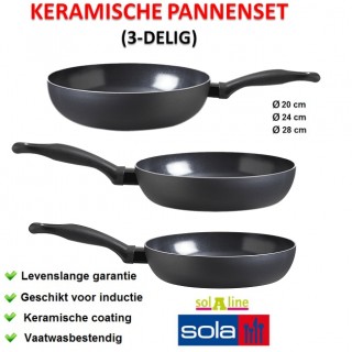 iChica - Sola 3-delige Keramische Pannenset iChica - Sola 3-delige Keramische Pannenset
