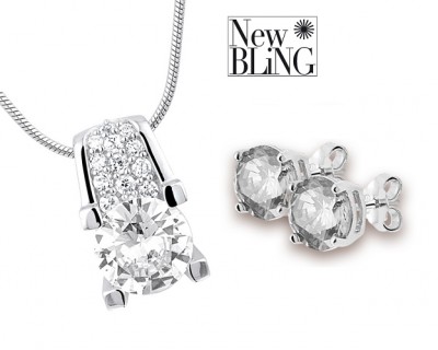 iChica - Stijlvolle Sterling zilveren sieradenset met zirkonia's van New Bling iChica - Stijlvolle Sterling zilveren sieradenset met zirkonia's van New Bling
