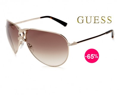 iChica - Stoere GUESS  Aviator zonnebril met goudkleurig montuur en bruine glazen