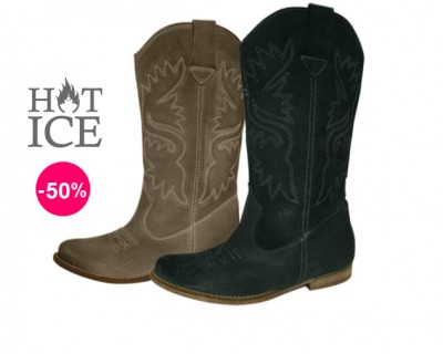 iChica - Stoere leren cowboylaarzen van Hot Ice - 50% korting iChica - Stoere leren cowboylaarzen van Hot Ice - 50% korting