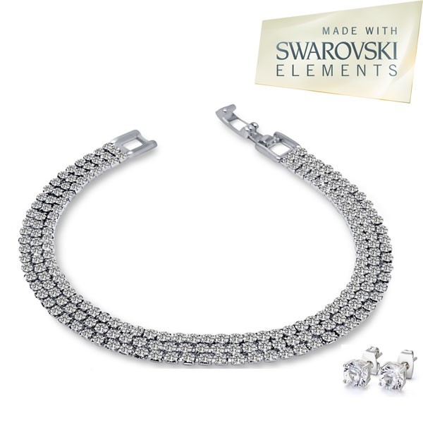 iChica - Three Row Pave Duo Set Gemaakt Met Swarovski Elements iChica - Three Row Pave Duo Set Gemaakt Met Swarovski Elements