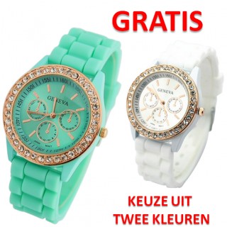iChica - Trendy horloge met siliconen band en rosé kast iChica - Trendy horloge met siliconen band en rosé kast