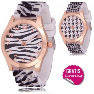 iChica - Trendy Zwart-Wit Horloges