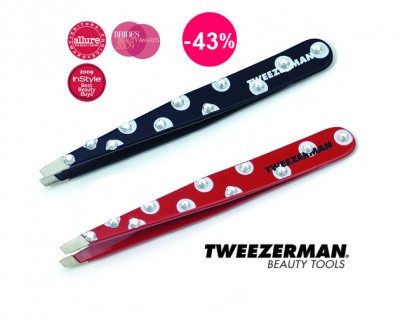 iChica - Tweezerman Polka Dot Swarovski Pincet in Zwart of Rood